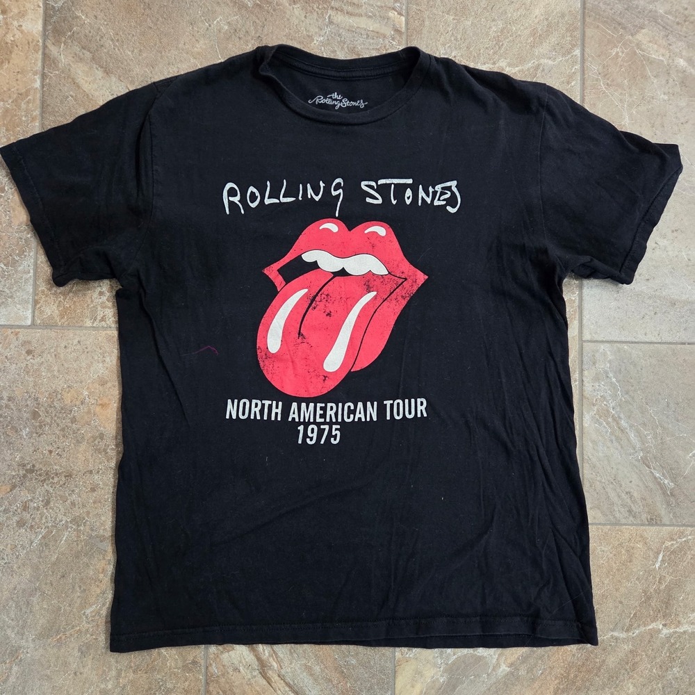 Rolling Stones North American Tour 1975‎ Graphic T Shirt Rock Band Tee Large